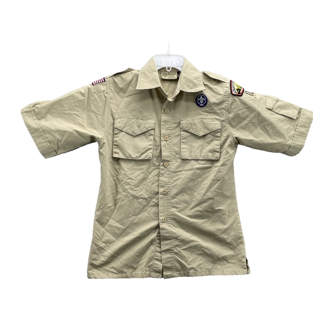 Boy Scouts of America Shirt Youth Boys Large BSA Patches Uniform Embroidered